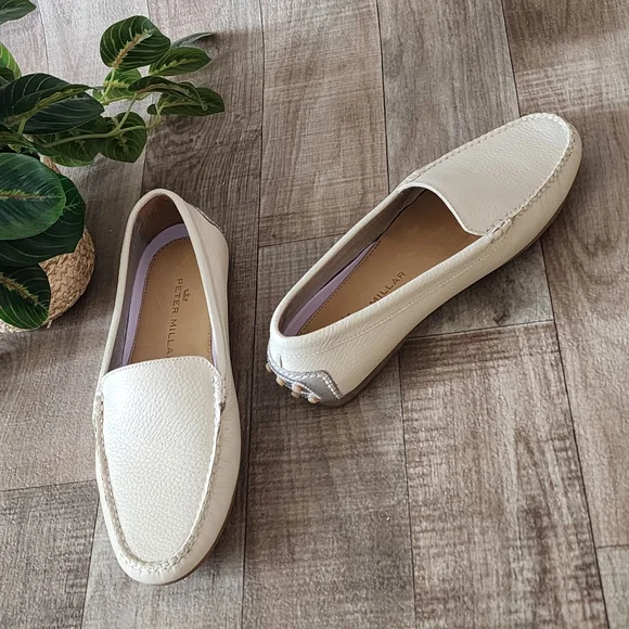 Peter Millar Driving Loafers in Sand Full-Grain Leather Size 8 - Picture 2 of 14